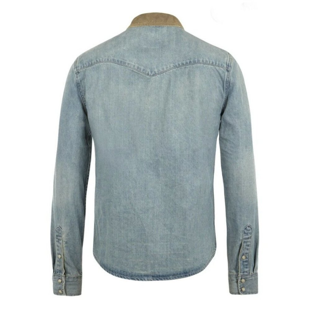 All Saints Men's Reed Regular Fit Blue Denim Shirt - Picture 4 of 10